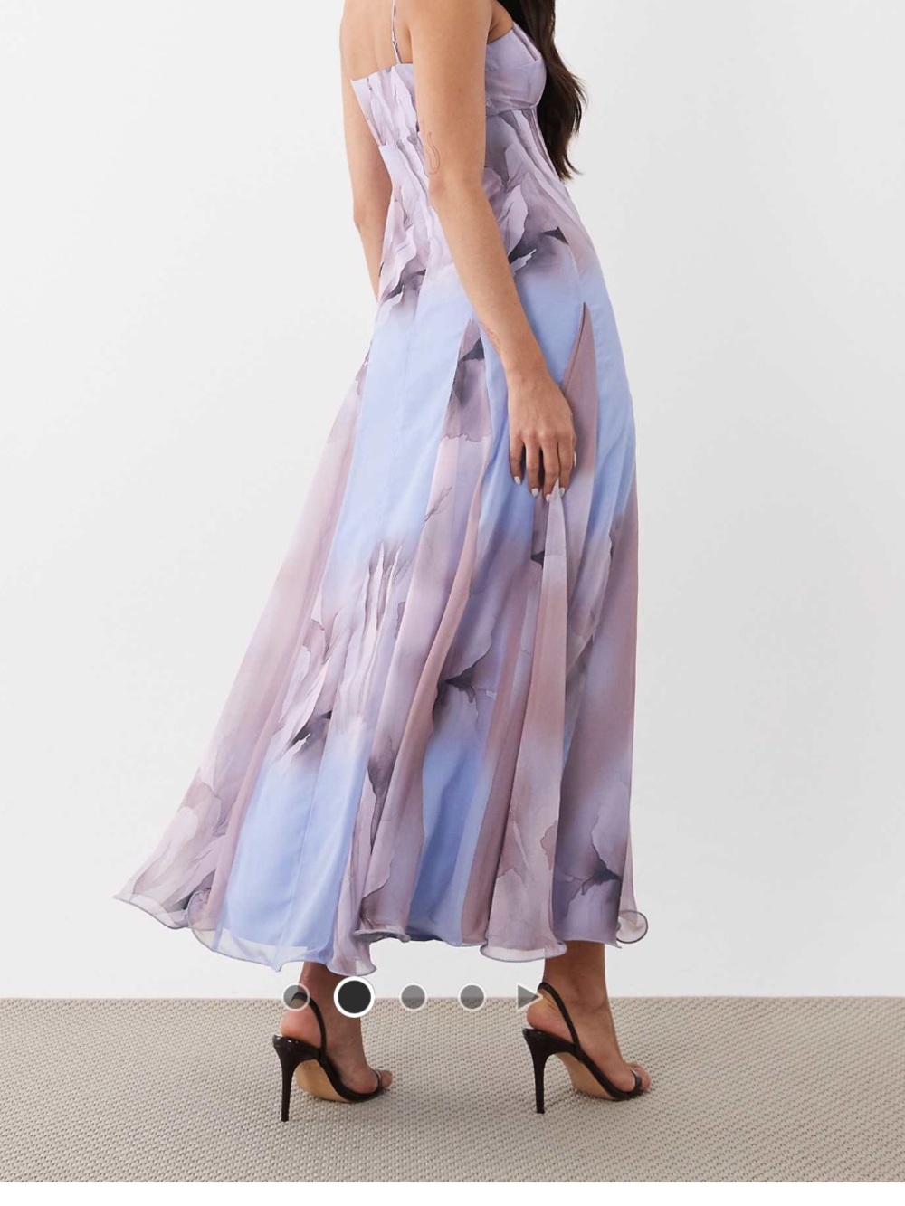 Floral Lavender-Pink Chiffon Maxi Skirt - Picture 2 of 4